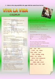 English Worksheet: Viva la vida 2 - Coldplay