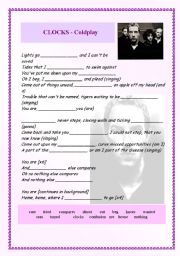 English Worksheet: Coldplay Clocks