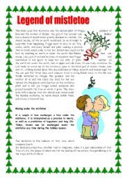 English Worksheet: The legend of mistletoe / 2 pages