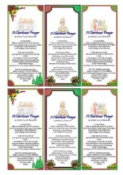 English Worksheet: Christmas Bookmarks [A Christmas Prayer, by Robert Louis Stevenson]
