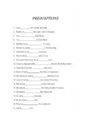 English worksheet: Prepositions