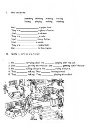 English Worksheet: present continuous task