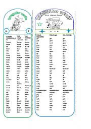 Irregular verbs bookmarks to go with this printable...http://www.eslprintables.com/printable.asp?id=328443#thetop