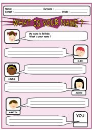 English Worksheet: what is your name