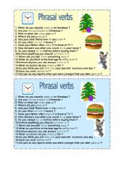 English Worksheet: Phrasal verbs - Speaking - 2nd part