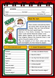 English Worksheet: PERSONAL INFORMATION - R/C (2 PAGES)