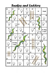 English Worksheet: Snakes and Ladders for Beginners