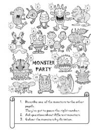 English Worksheet: Monster Party