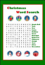 English Worksheet: Christmas Word Search