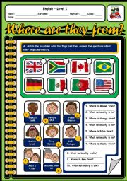 English Worksheet: COUNTRIES AND NATIONALITIES