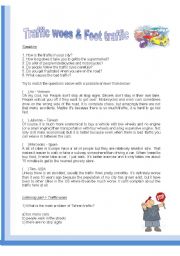 English Worksheet: Traffic woes & Foot Traffic