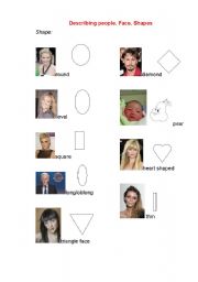 English Worksheet: Describing people. Pictionary. Face. Shapes