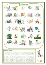 English Worksheet: Chores: label the pictures (fully editable)