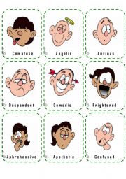 English Worksheet: FEELINGS-MOODS AND EMOTIONS - CARDS