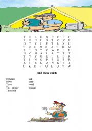 English worksheet: Camping trip (Searching game)