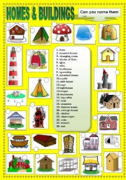 English Worksheet: HOMES AND BUILDINGS