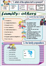English Worksheet: FAMILY: OTHER MEMBERS + KEY