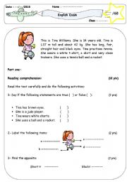 Sports  (2 pages test / elementary) 