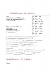 English worksheet: Small difference = big difference!