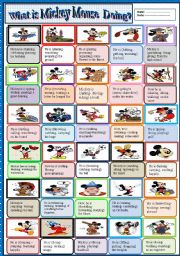 English Worksheet: What is Mickey Mouse doing? (action verbs)
