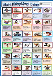 English Worksheet: What is Mickey Mouse doing? (action verbs)