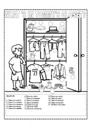 English Worksheet: Whats in Tommys closet?