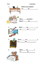 English Worksheet: in, on under