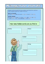 English worksheet: Kangaroo words