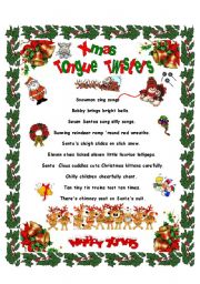 English Worksheet: CHRISTMAS TONGUE TWISTERS!