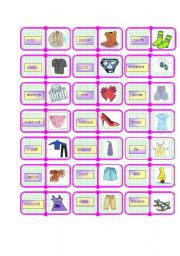 English Worksheet: clothes domino 1 /2