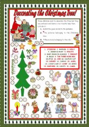 English Worksheet: DECORATING THE CHRISTMAS TREE