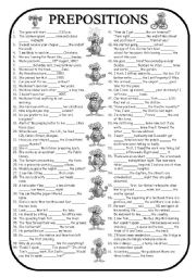 English Worksheet: PREPOSITIONS REVISION (with key)