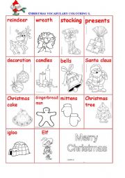 English Worksheet: WINTER VOCABULARY COLOURING.