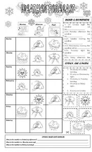 English Worksheet: WEATHER FORECAST