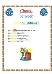 English worksheet: Must/ mustnt