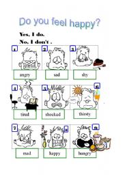 English Worksheet: Do you feel happy? 