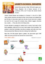 English Worksheet: JAMIE OLIVERS SCHOOL DINNERS (2 pages)