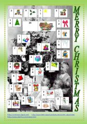 English Worksheet: CHRISTMAS CALENDAR + VOCABULARY AND SPEAKING ACTIVITIES (3 PAGES)