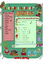 English Worksheet: Sing the XMAS ALPHABET!