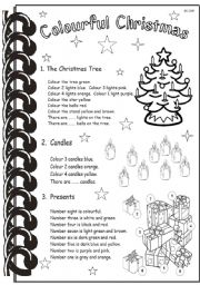 English Worksheet: Colourful Christmas