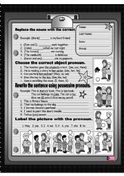 English Worksheet: pronouns madness black and white