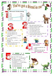 Lyrics Exercises Toy Story You Ve Got A Friend In Me Esl Worksheet By Kisdobos