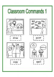 English Worksheet: Classroom Instructions Flashcards