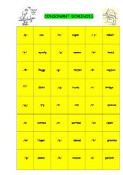 English worksheet: pronunciation: consonat dominoes with key