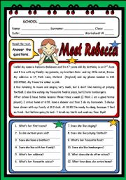 English Worksheet: MEET REBECCA