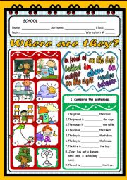 English Worksheet: WHERE ARE THEY? - PLACE PREPOSITIONS WS