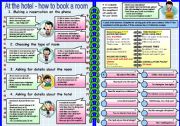 English Worksheet: At the hotel - how to book a room (2 pages)