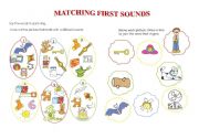 English Worksheet: matching first sounds