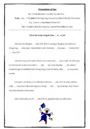 English Worksheet: Prepositions of time