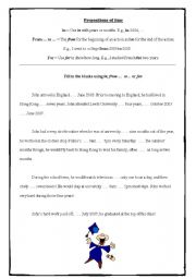 English worksheet: Prepositions of time